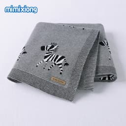 image-Mimixiong Cartoon Jacquard Baby Blanket 100x80cm Cotton