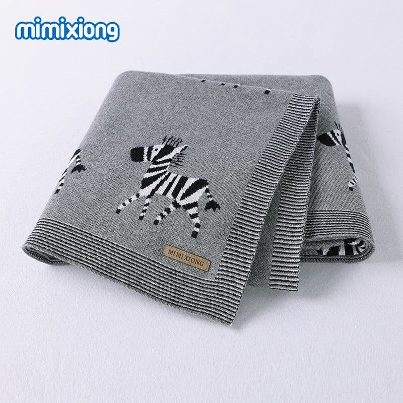image-Mimixiong Cartoon Jacquard Baby Blanket 100x80cm Cotton