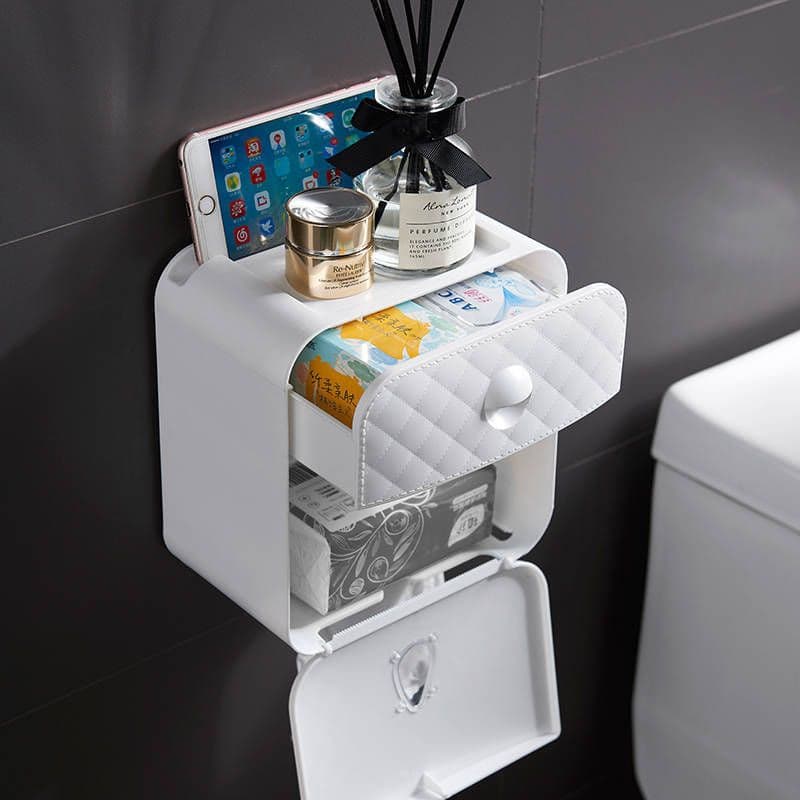 image-Wall Mounted Waterproof Toilet Paper Holder Box