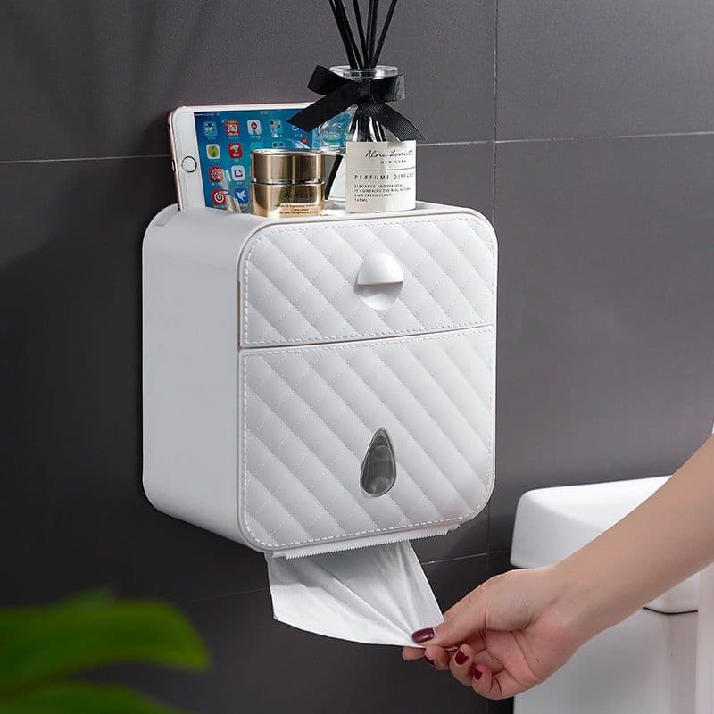 image-Wall Mounted Waterproof Toilet Paper Holder Box