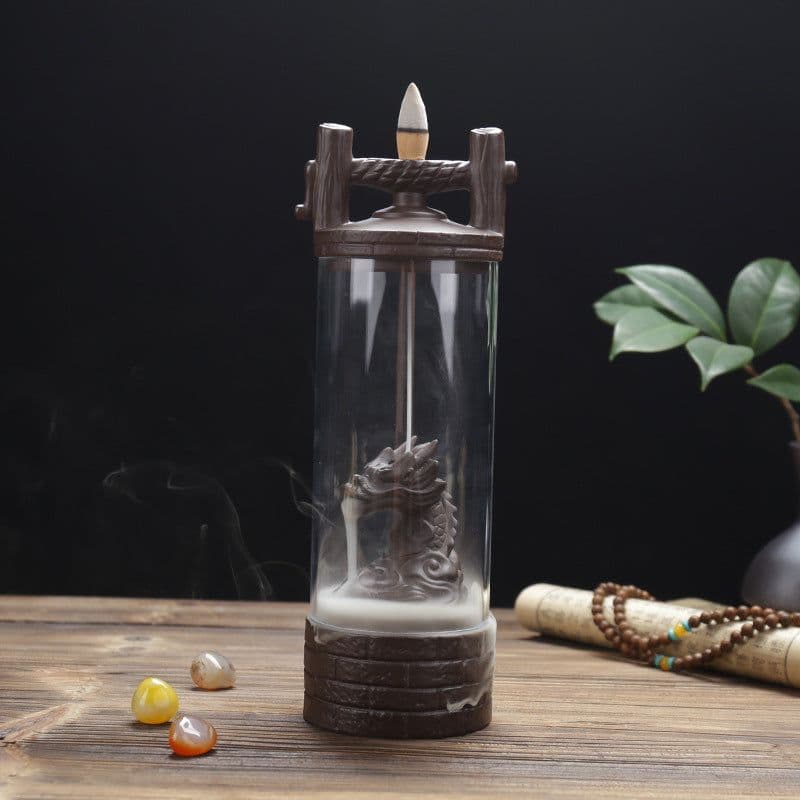 image-Zisha Pottery Backflow Incense Burner Chinese Style Home Decor