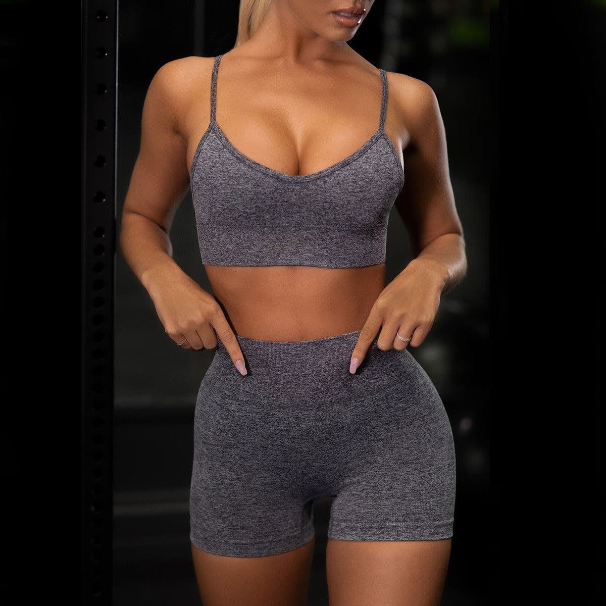 image-Isakafi Women's Sports Bra and Shorts Set Yoga Fitness Suit