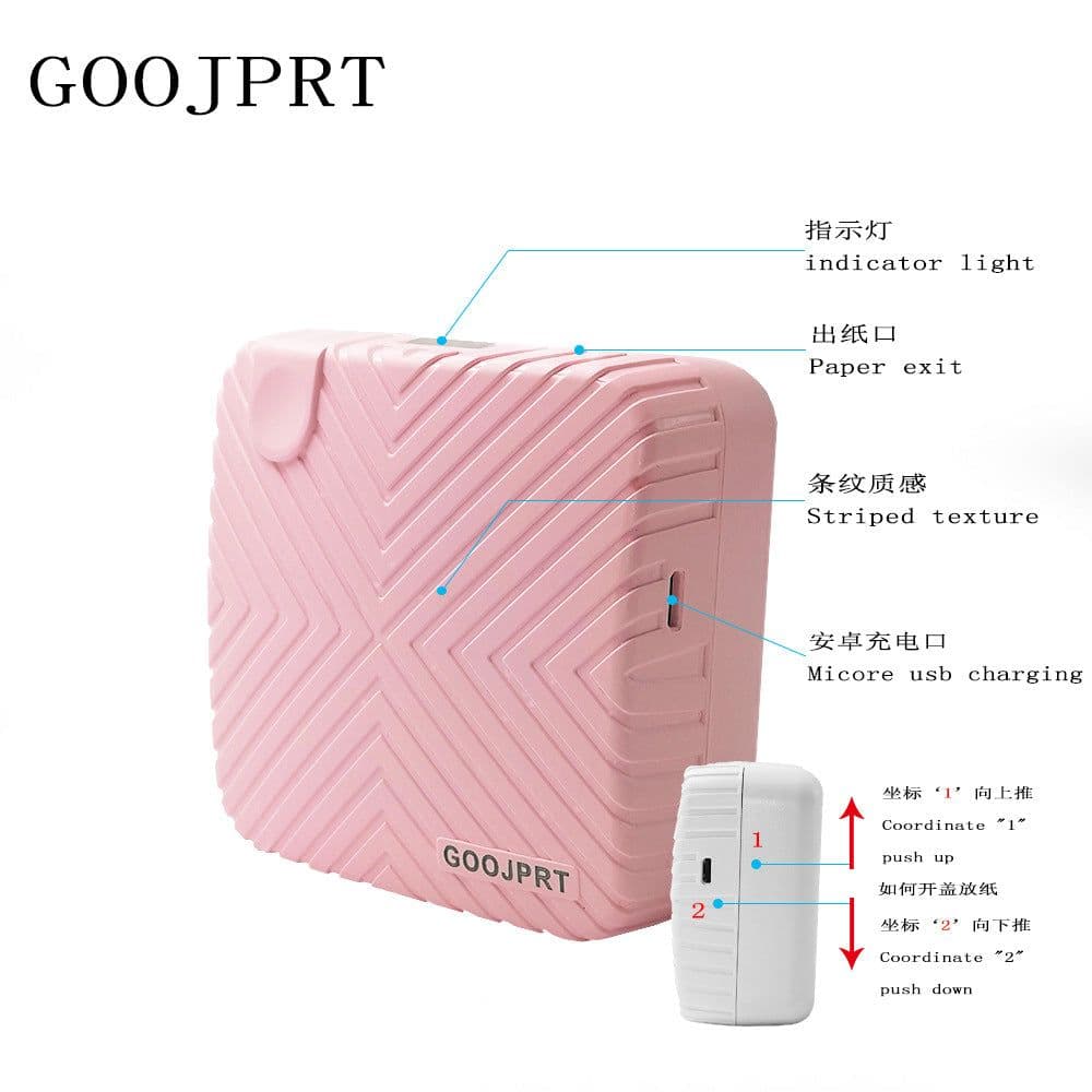image-GOOJPRT P6 Portable Thermal Printer 58mm Bluetooth Mini Photo Label