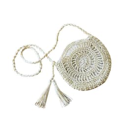 image-Handmade Round Straw Woven Crossbody Bag with Tassel