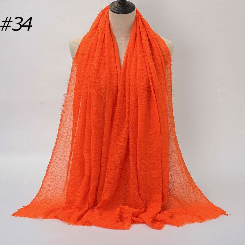 image-LAVENA Women's Pleated Cotton Linen Scarf Shawl 90x180cm