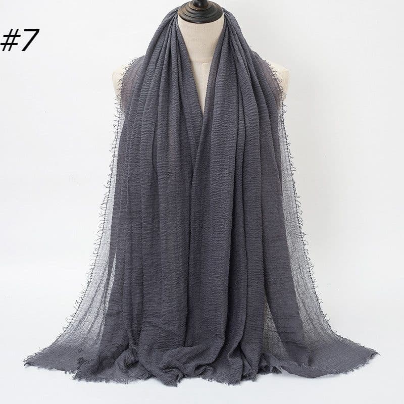 image-LAVENA Women's Pleated Cotton Linen Scarf Shawl 90x180cm
