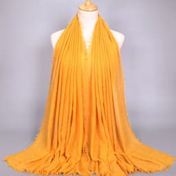 image-LAVENA Women's Pleated Cotton Linen Scarf Shawl 90x180cm