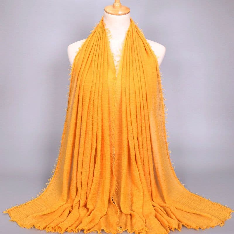 image-LAVENA Women's Pleated Cotton Linen Scarf Shawl 90x180cm