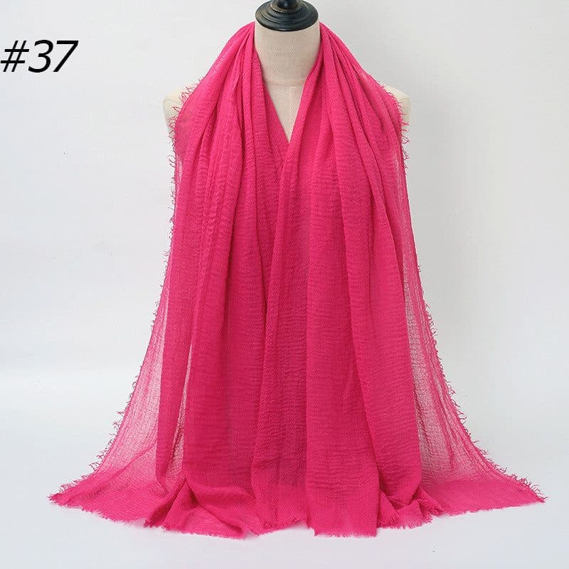 image-LAVENA Women's Pleated Cotton Linen Scarf Shawl 90x180cm