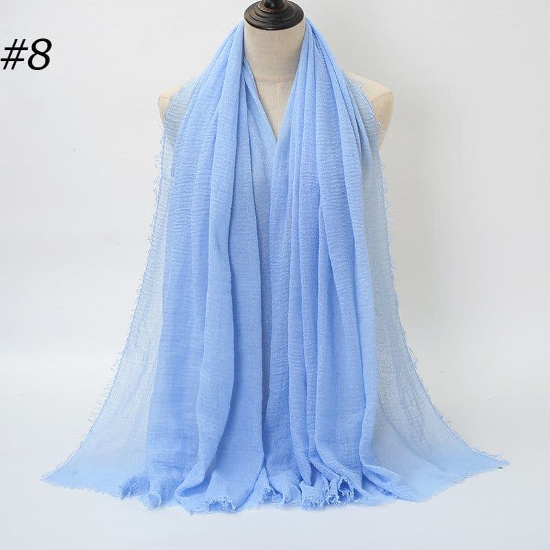 image-LAVENA Women's Pleated Cotton Linen Scarf Shawl 90x180cm
