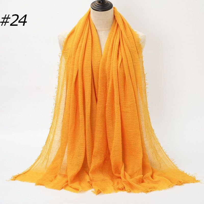 image-LAVENA Women's Pleated Cotton Linen Scarf Shawl 90x180cm