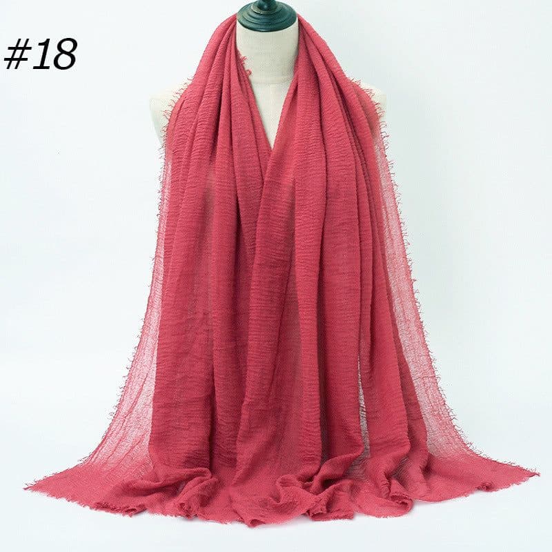 image-LAVENA Women's Pleated Cotton Linen Scarf Shawl 90x180cm