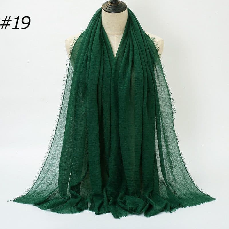 image-LAVENA Women's Pleated Cotton Linen Scarf Shawl 90x180cm