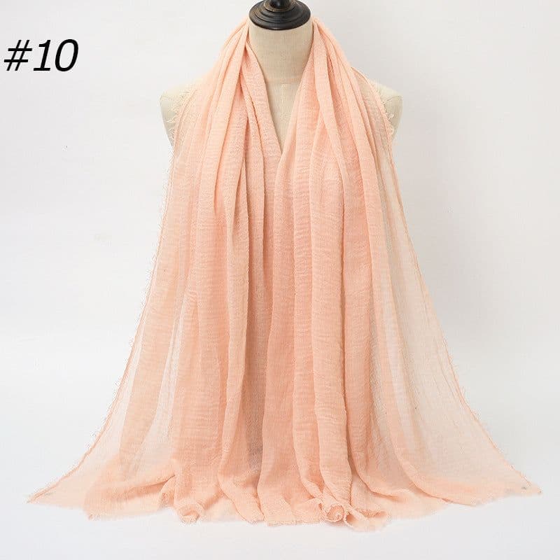 image-LAVENA Women's Pleated Cotton Linen Scarf Shawl 90x180cm