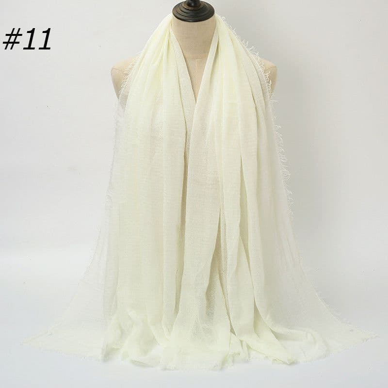 image-LAVENA Women's Pleated Cotton Linen Scarf Shawl 90x180cm