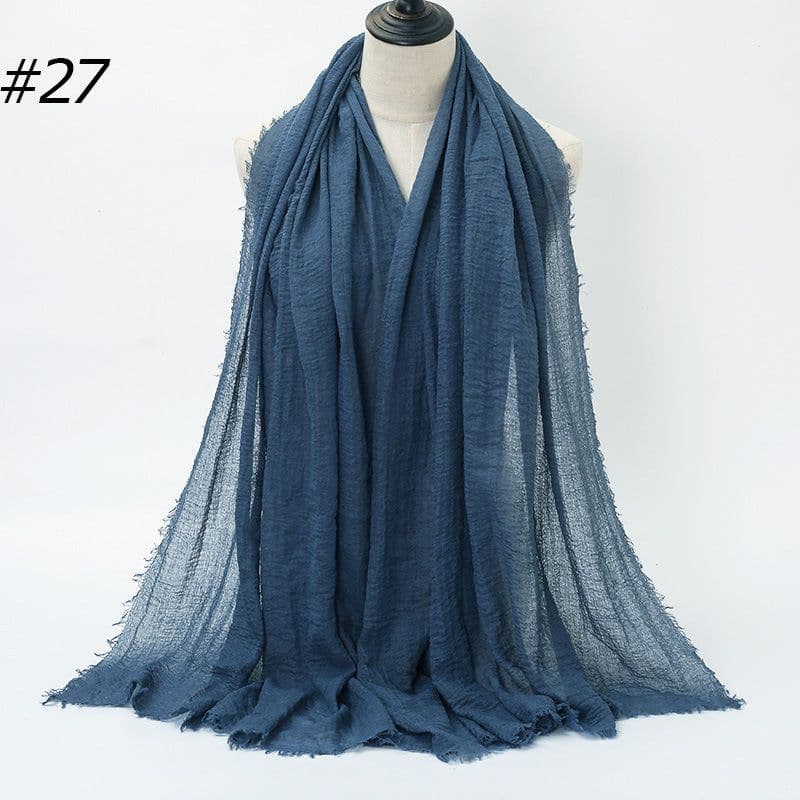 image-LAVENA Women's Pleated Cotton Linen Scarf Shawl 90x180cm