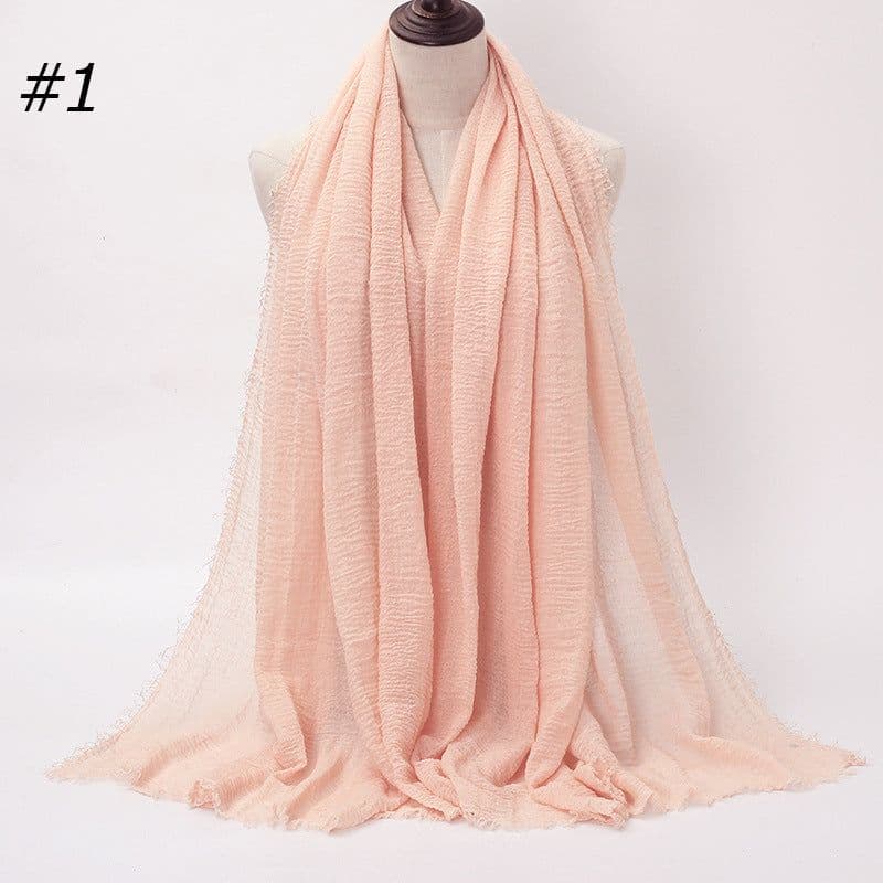 image-LAVENA Women's Pleated Cotton Linen Scarf Shawl 90x180cm