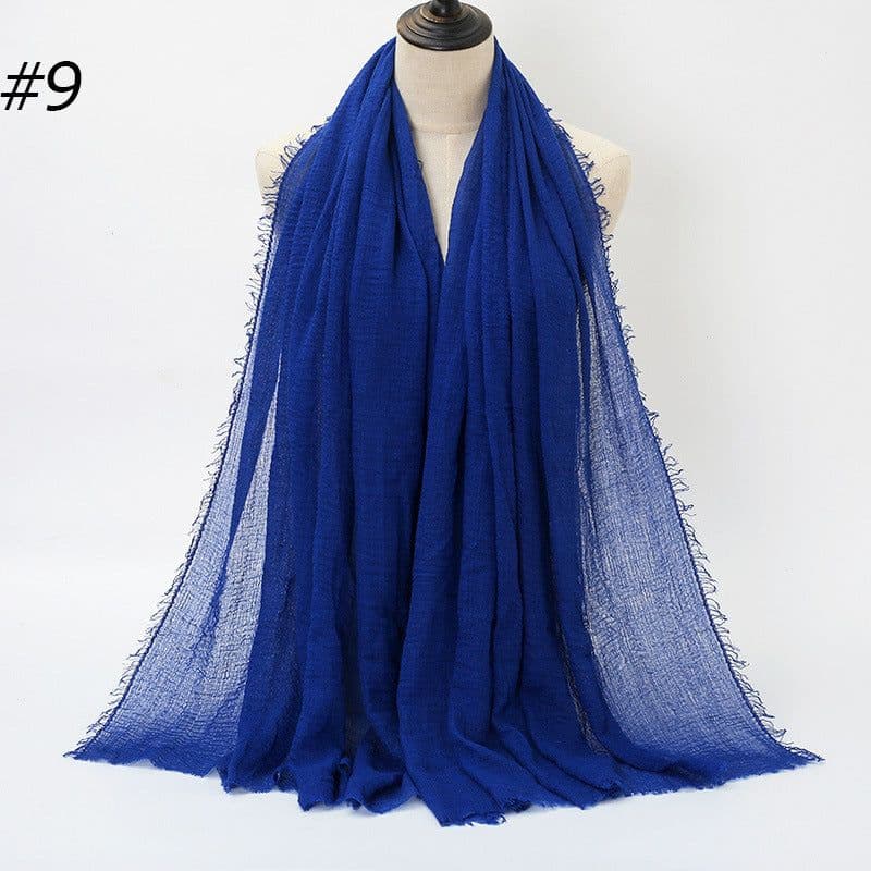 image-LAVENA Women's Pleated Cotton Linen Scarf Shawl 90x180cm