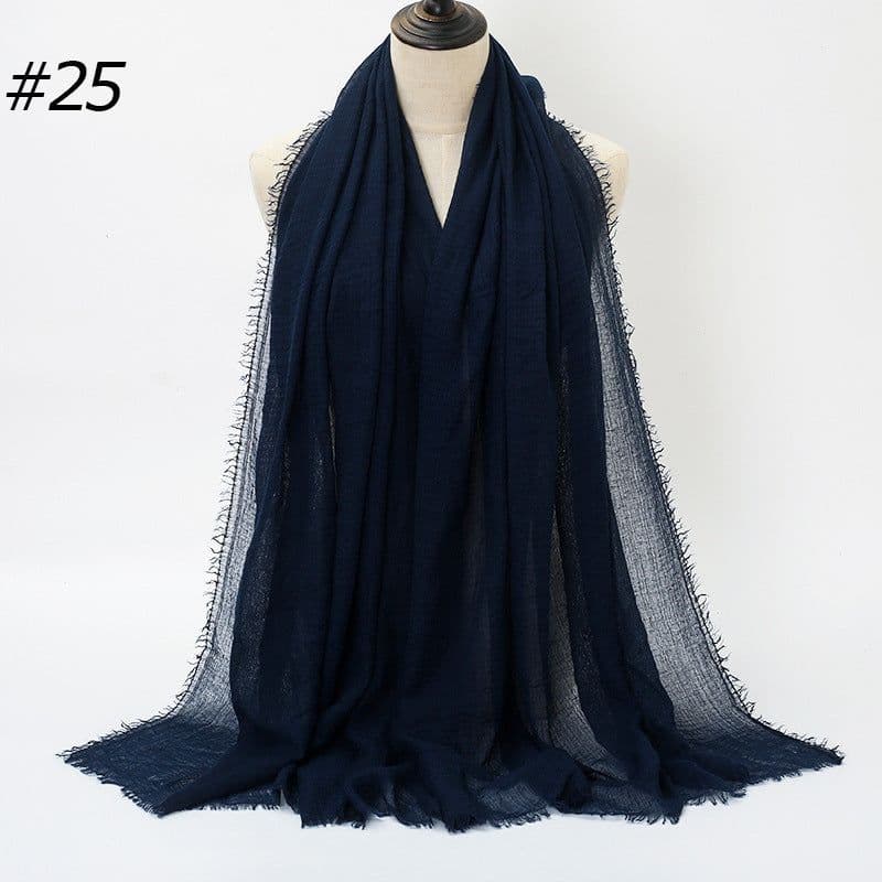 image-LAVENA Women's Pleated Cotton Linen Scarf Shawl 90x180cm