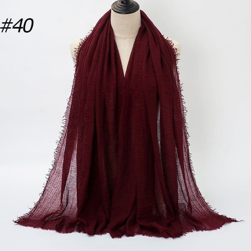 image-LAVENA Women's Pleated Cotton Linen Scarf Shawl 90x180cm