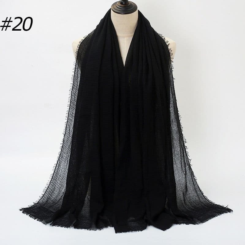 image-LAVENA Women's Pleated Cotton Linen Scarf Shawl 90x180cm