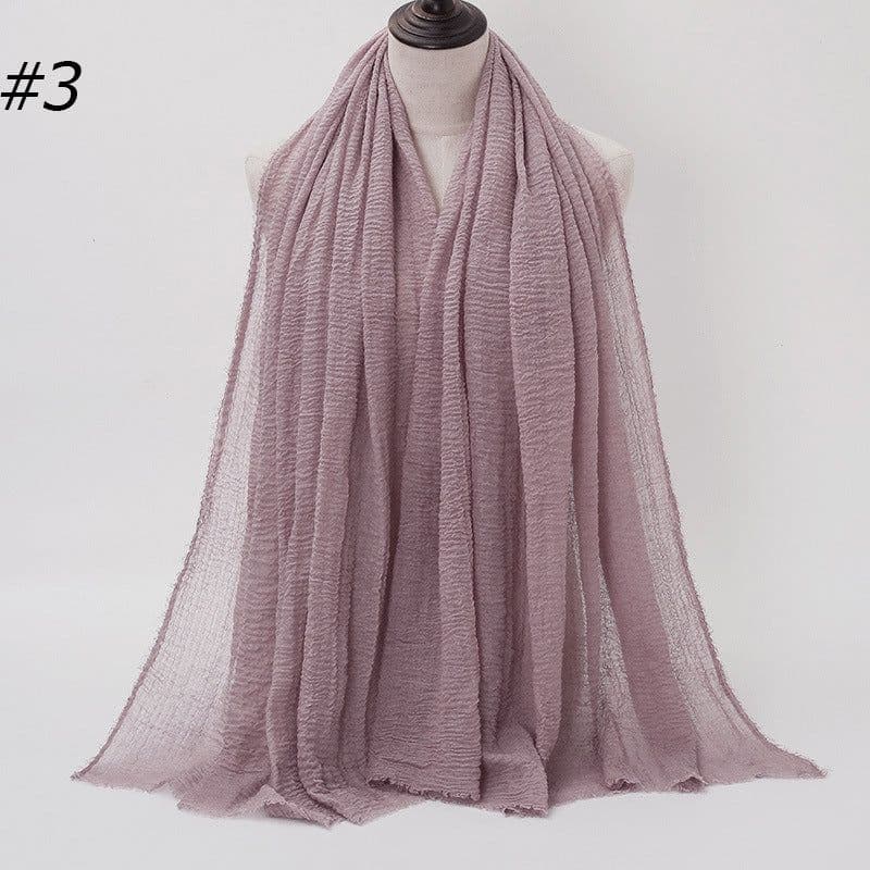 image-LAVENA Women's Pleated Cotton Linen Scarf Shawl 90x180cm