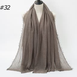 image-LAVENA Women's Pleated Cotton Linen Scarf Shawl 90x180cm