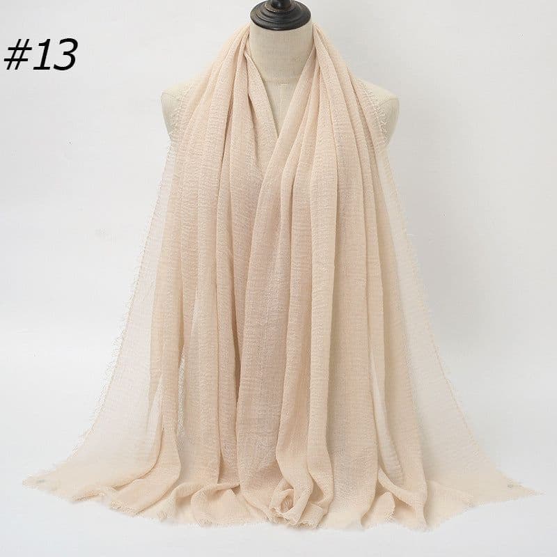 image-LAVENA Women's Pleated Cotton Linen Scarf Shawl 90x180cm