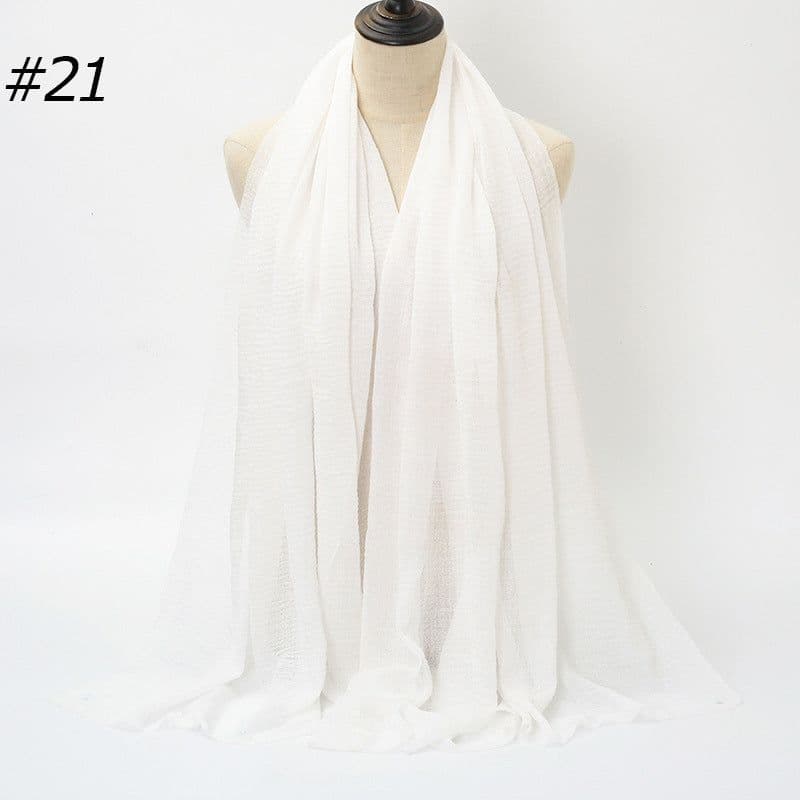 image-LAVENA Women's Pleated Cotton Linen Scarf Shawl 90x180cm