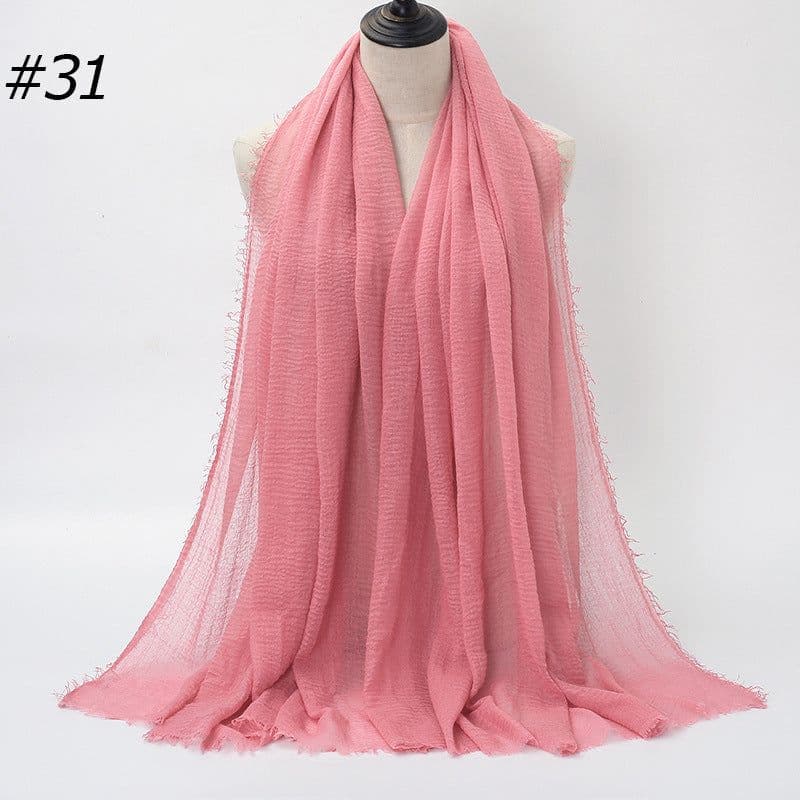 image-LAVENA Women's Pleated Cotton Linen Scarf Shawl 90x180cm