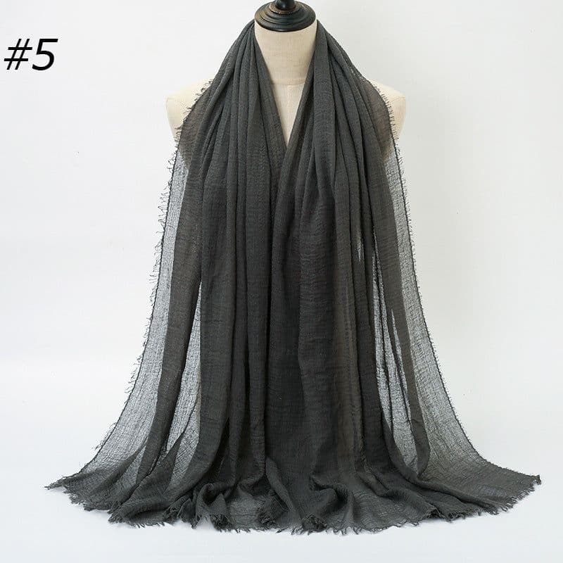 image-LAVENA Women's Pleated Cotton Linen Scarf Shawl 90x180cm