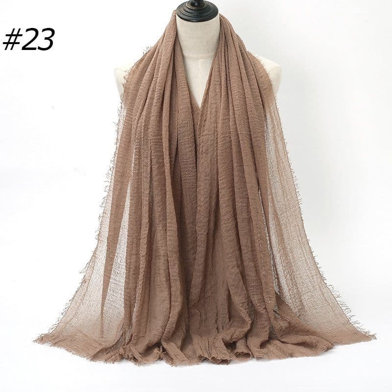 image-LAVENA Women's Pleated Cotton Linen Scarf Shawl 90x180cm