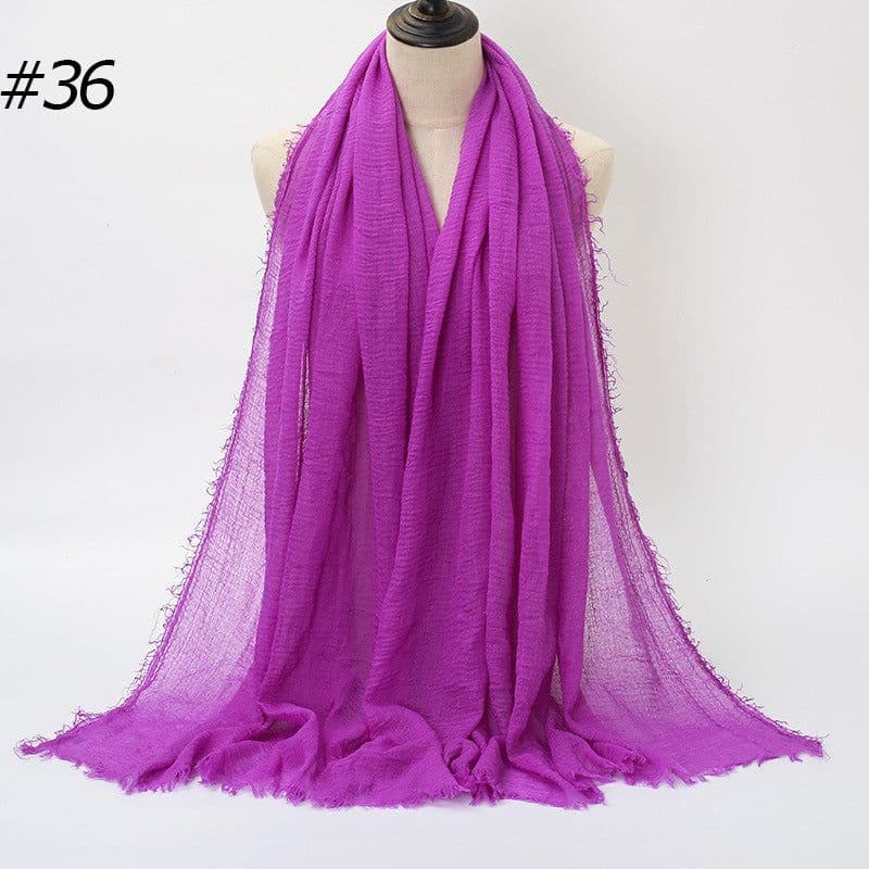 image-LAVENA Women's Pleated Cotton Linen Scarf Shawl 90x180cm
