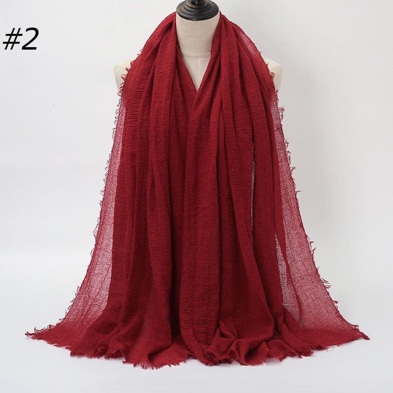 image-LAVENA Women's Pleated Cotton Linen Scarf Shawl 90x180cm