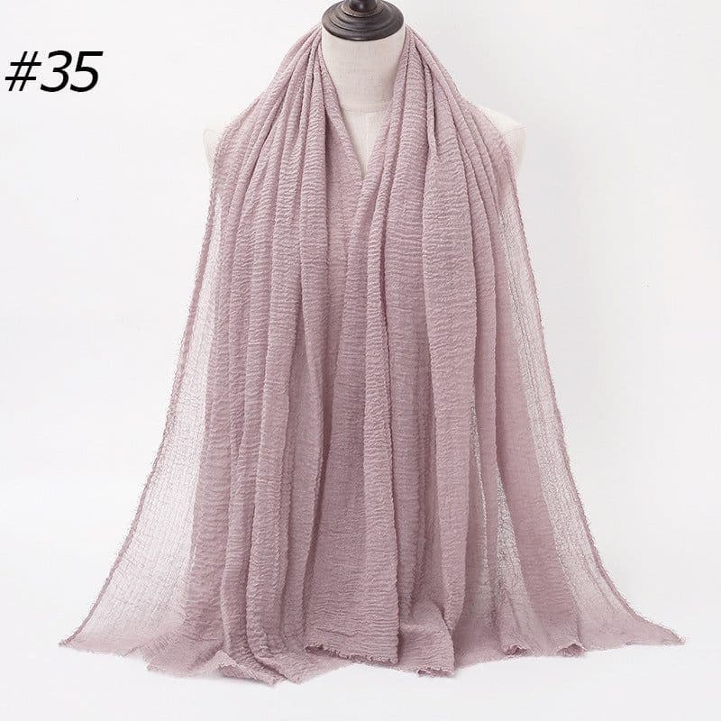 image-LAVENA Women's Pleated Cotton Linen Scarf Shawl 90x180cm