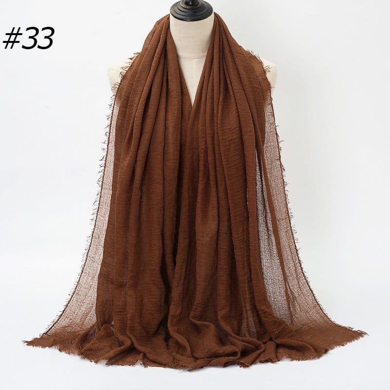 image-LAVENA Women's Pleated Cotton Linen Scarf Shawl 90x180cm