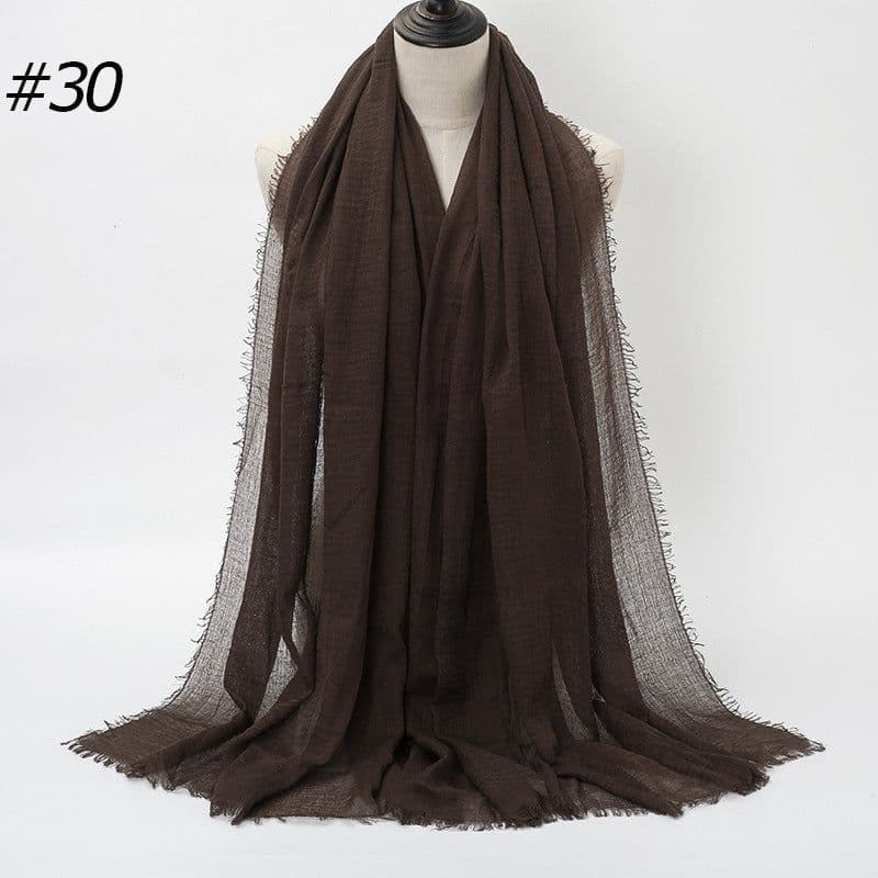 image-LAVENA Women's Pleated Cotton Linen Scarf Shawl 90x180cm