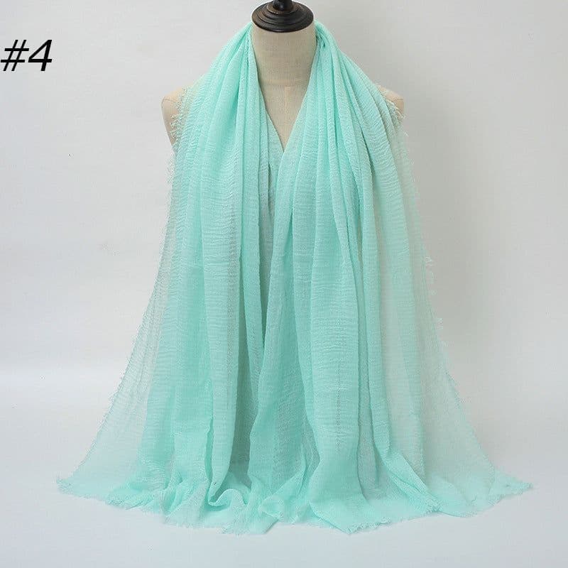 image-LAVENA Women's Pleated Cotton Linen Scarf Shawl 90x180cm