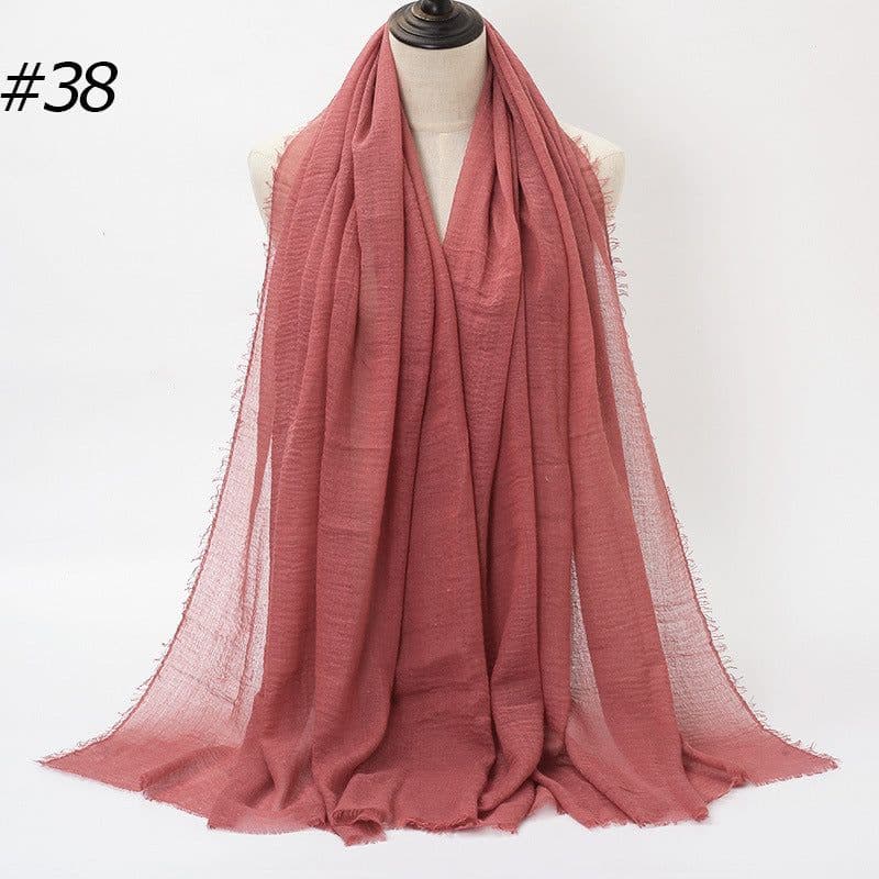 image-LAVENA Women's Pleated Cotton Linen Scarf Shawl 90x180cm