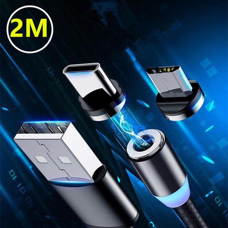 image-2M Magnetic USB Charging Cable Type-C Android Fast Charge 3-in-1