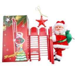image-Electric Climbing Santa Claus Christmas Decoration Doll with Ladder