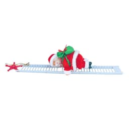 image-Electric Climbing Santa Claus Christmas Decoration Doll with Ladder