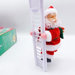 image-Electric Climbing Santa Claus Christmas Decoration Doll with Ladder