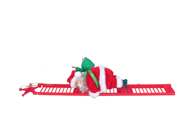 image-Electric Climbing Santa Claus Christmas Decoration Doll with Ladder