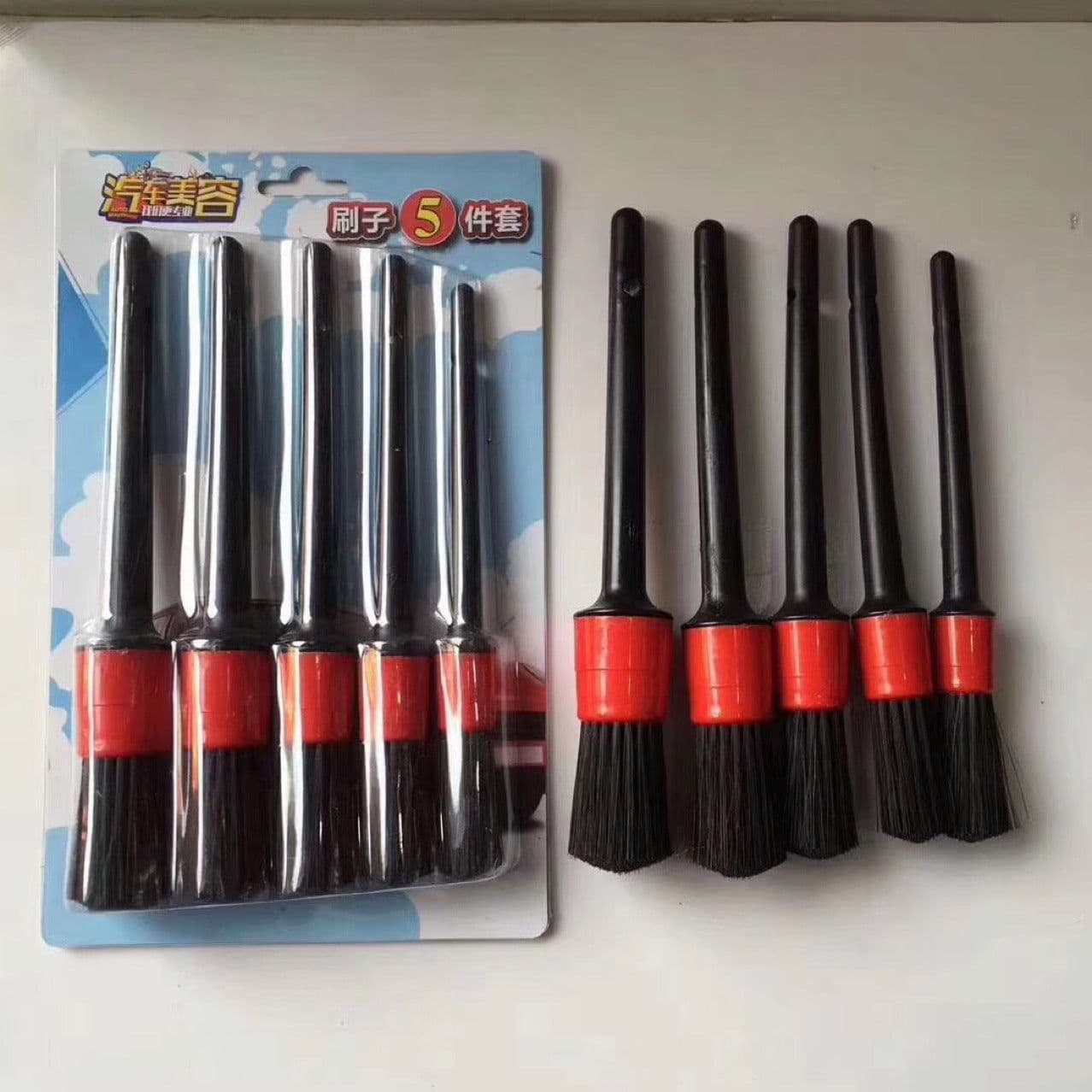 image-Car Interior Cleaning Brush Set 5-Piece Soft Bristle Detailing Kit