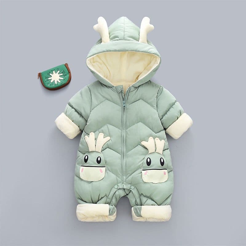 image-Dr. Zhuang Winter Hooded Romper Baby Jumpsuit Unisex Cotton