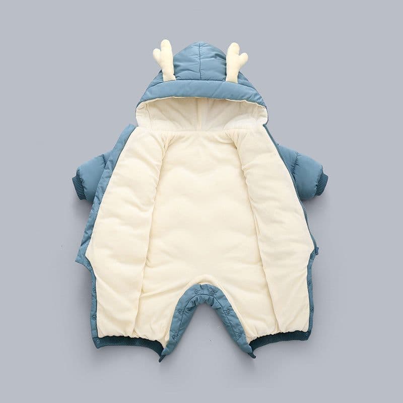 image-Dr. Zhuang Winter Hooded Romper Baby Jumpsuit Unisex Cotton