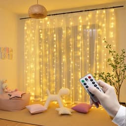 image-LED Curtain String Lights USB Battery Powered with Remote Control