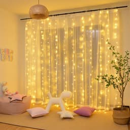 image-LED Curtain String Lights USB Battery Powered with Remote Control