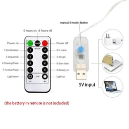 image-LED Curtain String Lights USB Battery Powered with Remote Control